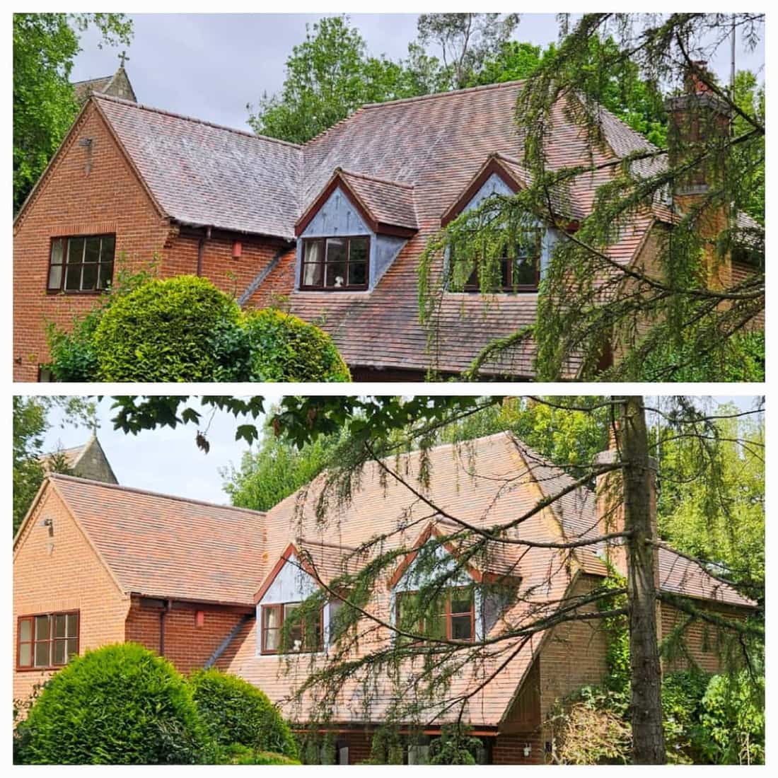 Blocked gutter packed with moss and debris, cleared by our team in Leicestershire